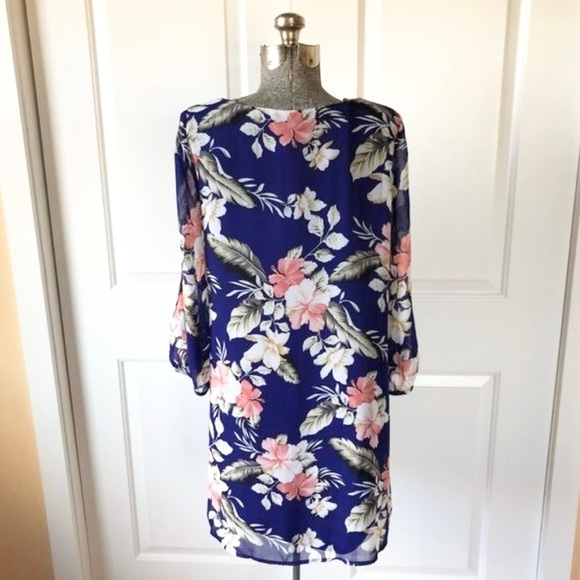 LULUS NWT BLUE & PINK FLORAL LOOSE FIT FLOWY DRESS - Picture 6 of 11